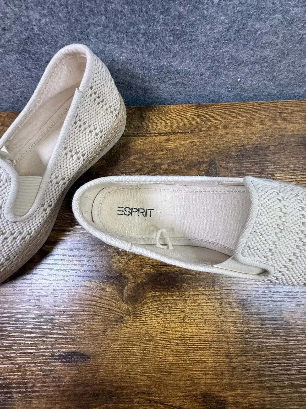 Esprit Women's Beige Knit Espadrille Slip-On Flats Size 8.5